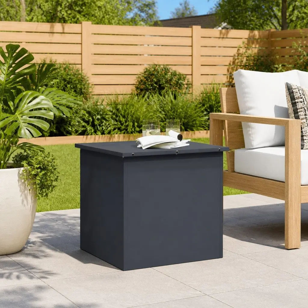Steel Garden Storage Cushion Box Outdoor Patio Furniture Organization Anthracite 55 x 50.5 x 50 cm