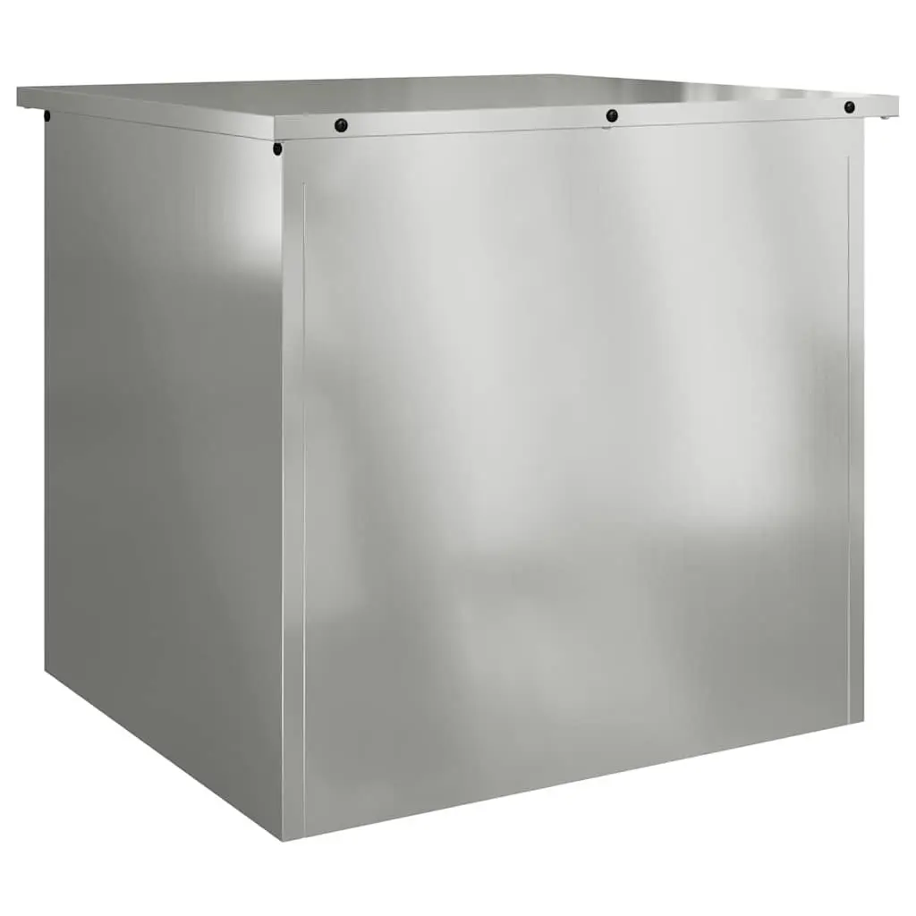 Garden Storage Box Steel Outdoor Weatherproof Container 55x50.5x50cm Silver