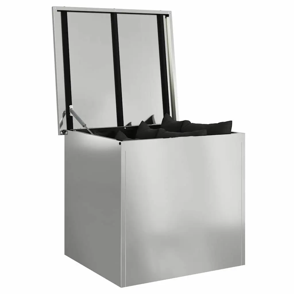 Garden Storage Box Steel Outdoor Weatherproof Container 55x50.5x50cm Silver