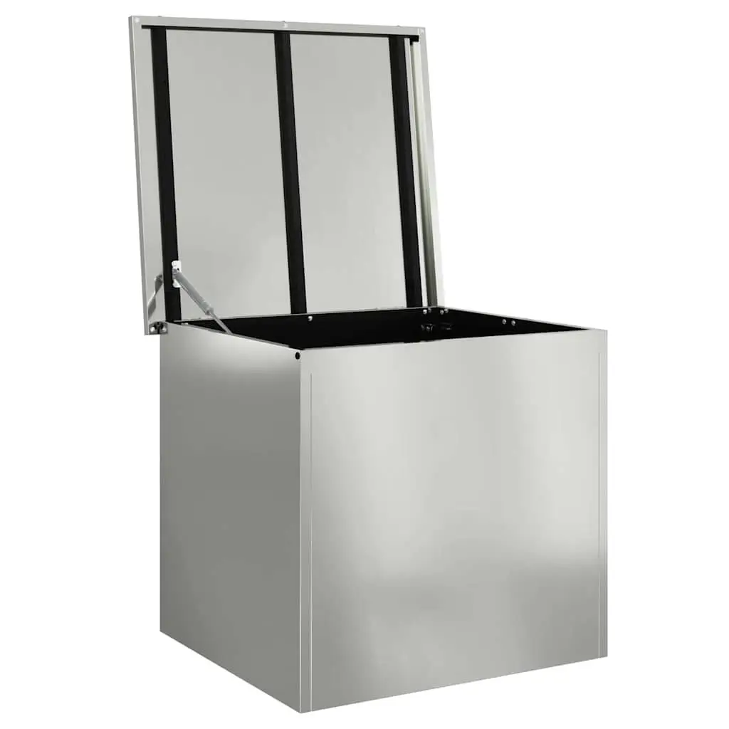 Garden Storage Box Steel Outdoor Weatherproof Container 55x50.5x50cm Silver