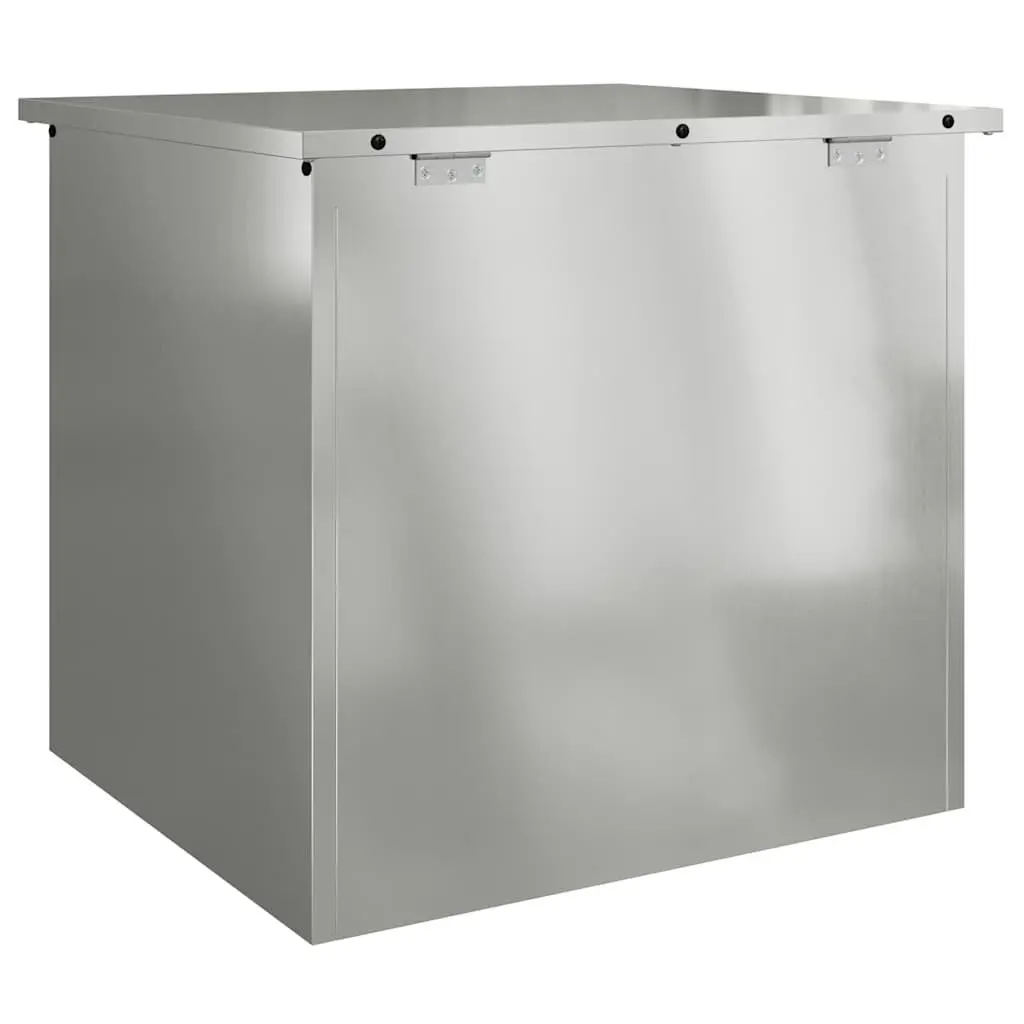 Garden Storage Box Steel Outdoor Weatherproof Container 55x50.5x50cm Silver