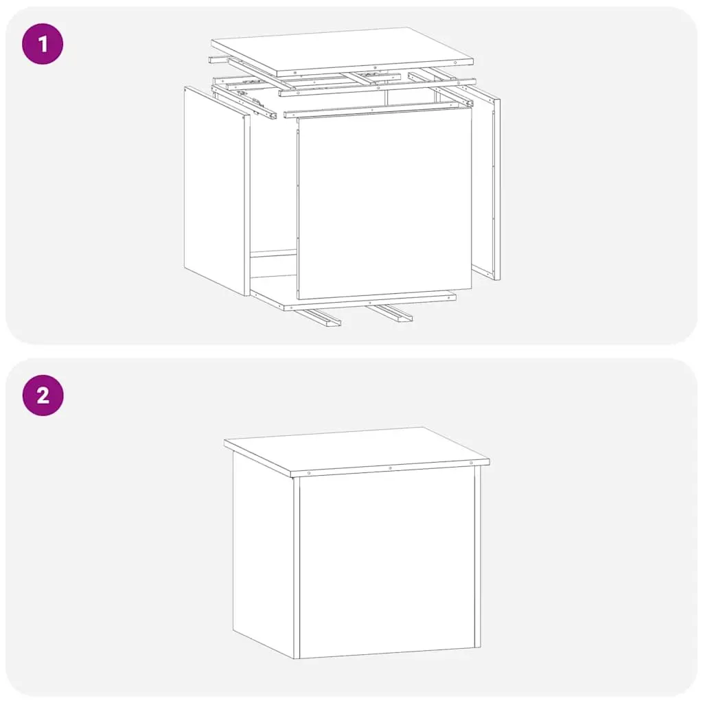 Garden Storage Box Steel Outdoor Weatherproof Container 55x50.5x50cm Silver