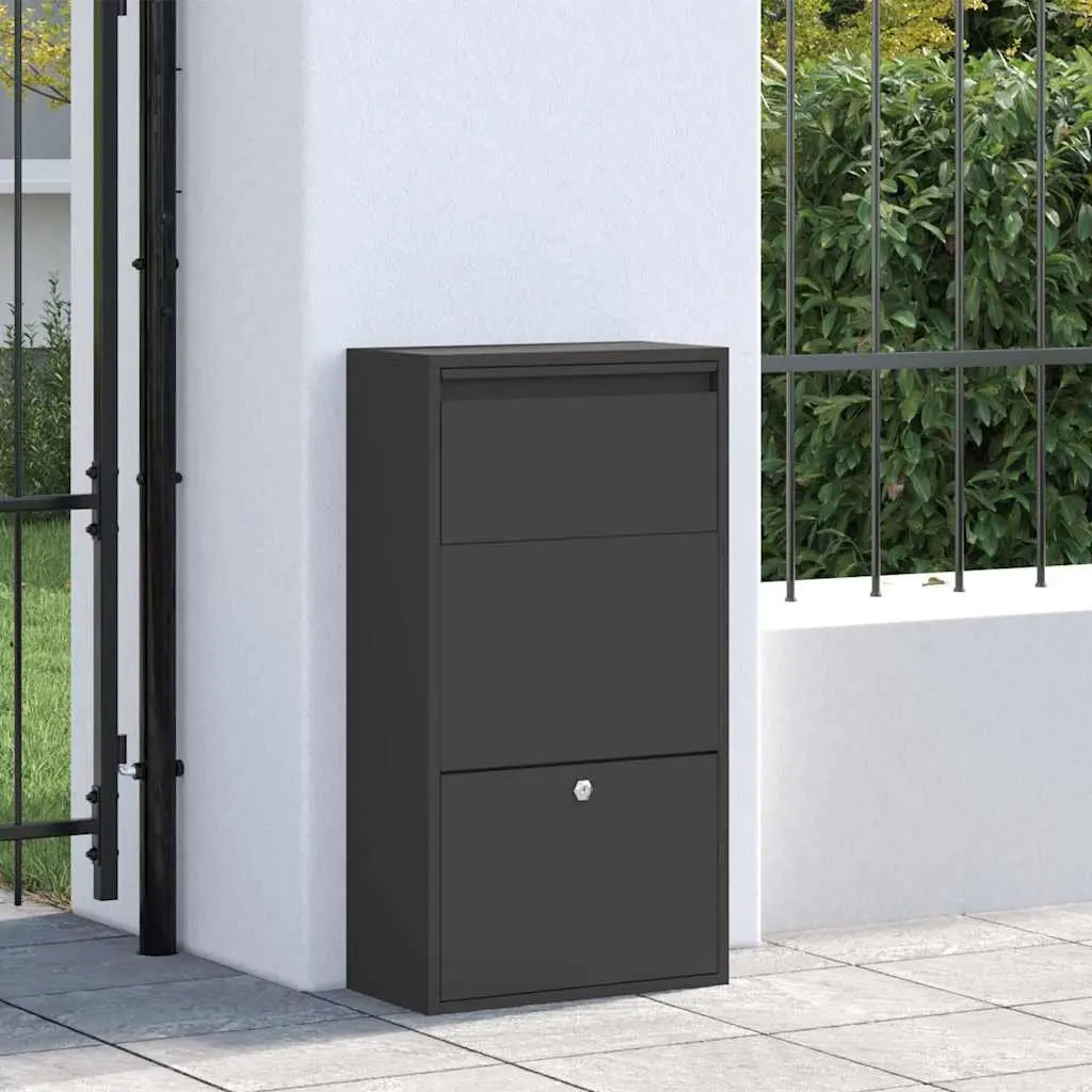 Parcel Drop Box Steel Storage Black 44 x 22 x 82 cm Outdoor Mailbox