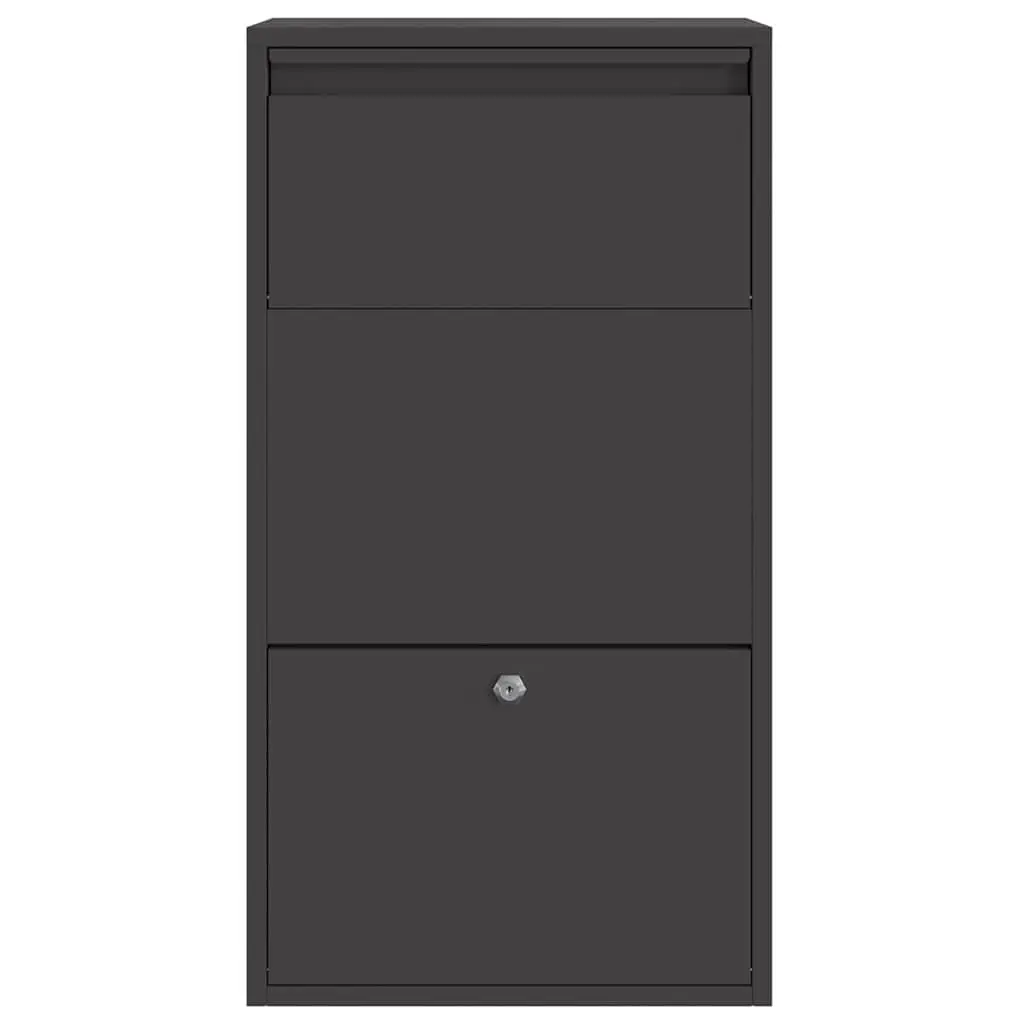 Parcel Drop Box Steel Storage Black 44 x 22 x 82 cm Outdoor Mailbox