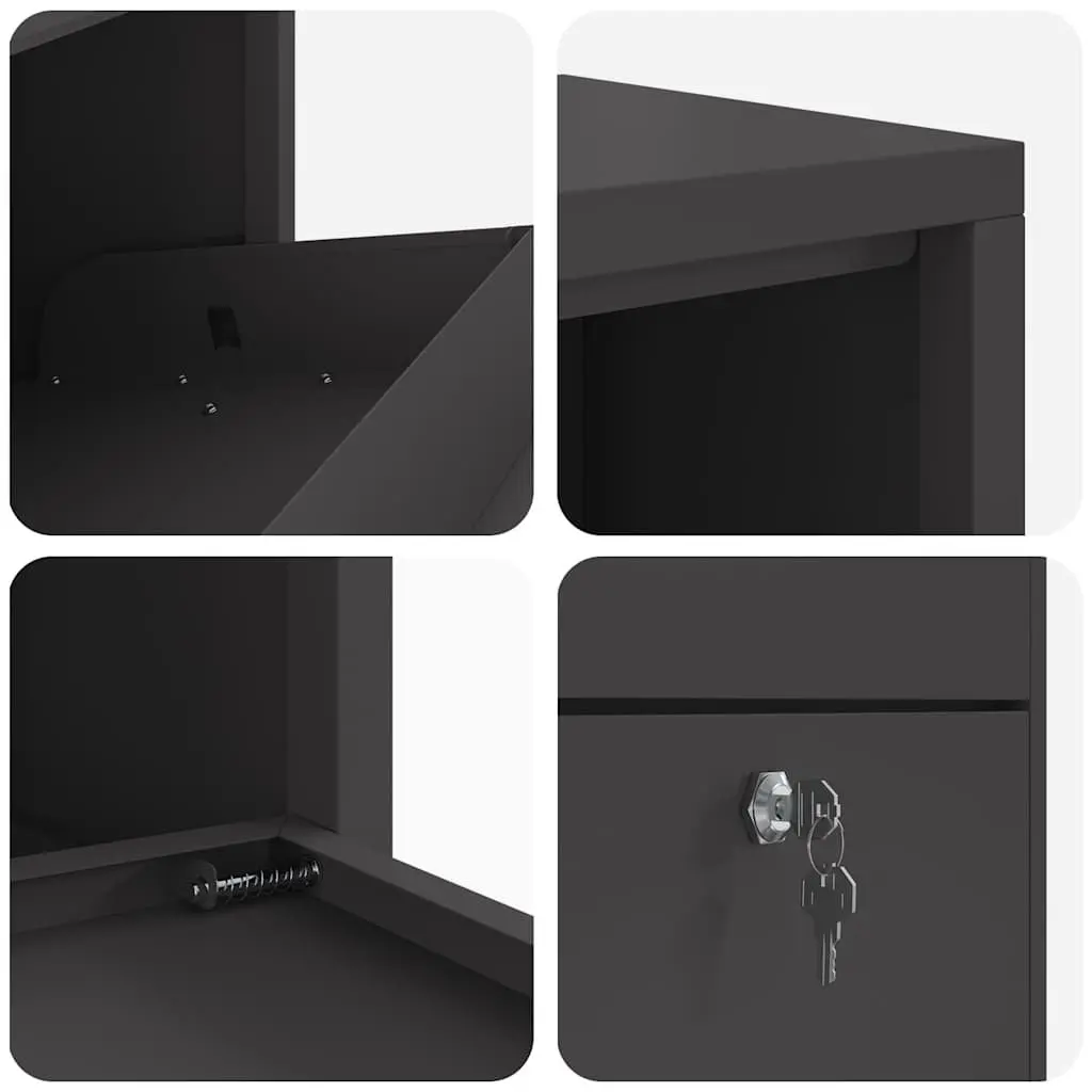 Parcel Drop Box Steel Storage Black 44 x 22 x 82 cm Outdoor Mailbox