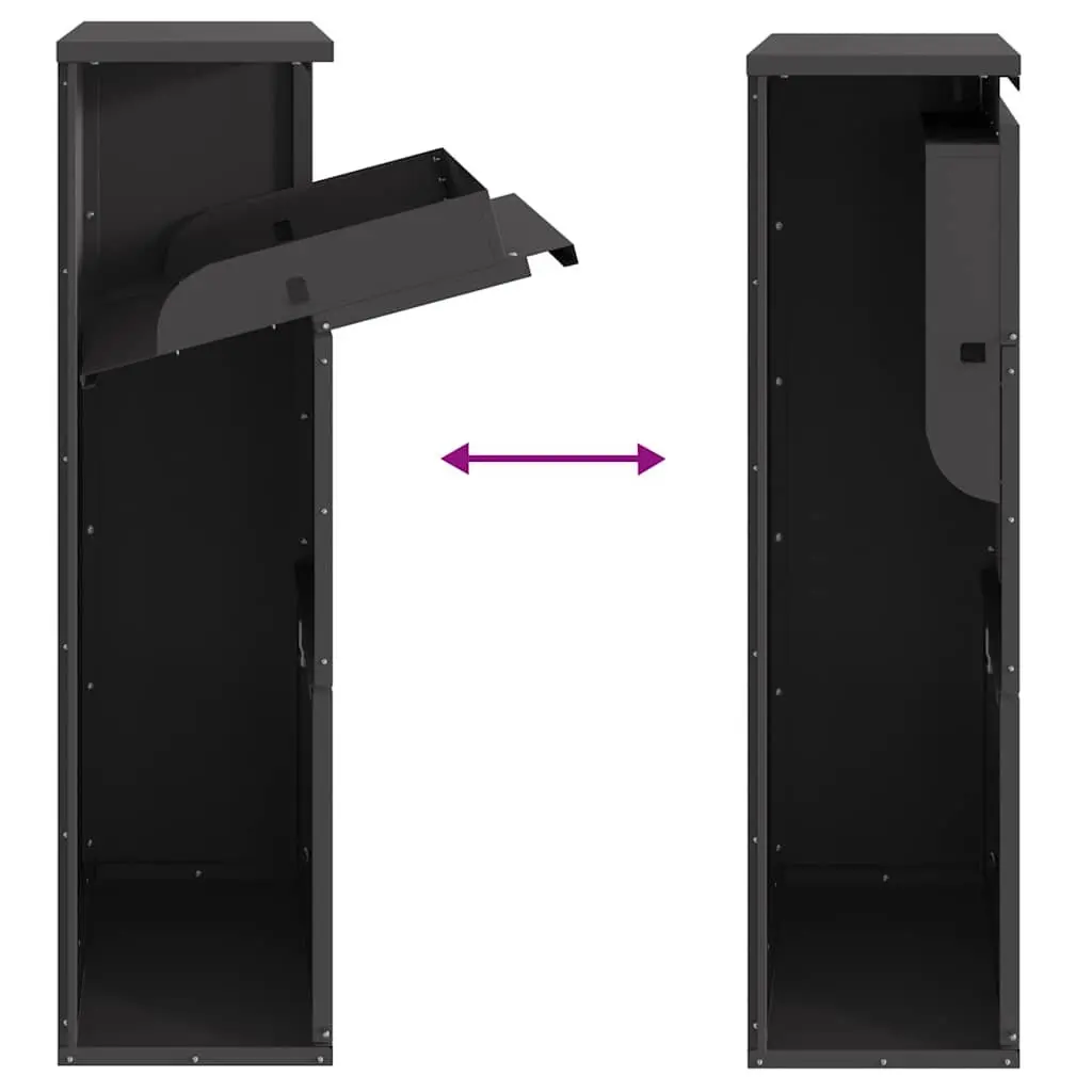Parcel Drop Box Steel Storage Black 44 x 22 x 82 cm Outdoor Mailbox