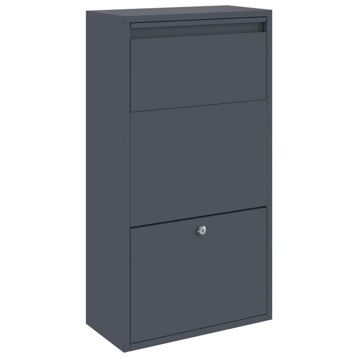 Parcel Drop Box Anthracite Steel Storage 44x22x82cm Modern Garden Mailbox Post