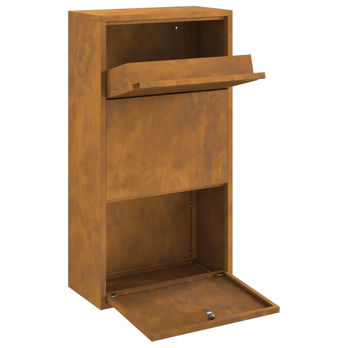 Parcel Drop Box Package Storage Weathering Steel Rectangular 44 x 22 x 82 cm Brown