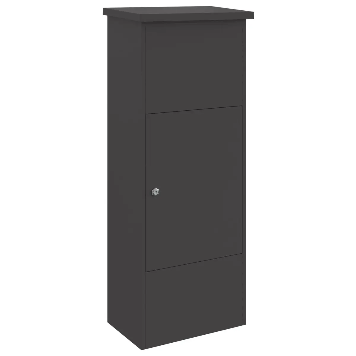 Parcel Drop Box Outdoor Storage Steel Black Hinged Doors
