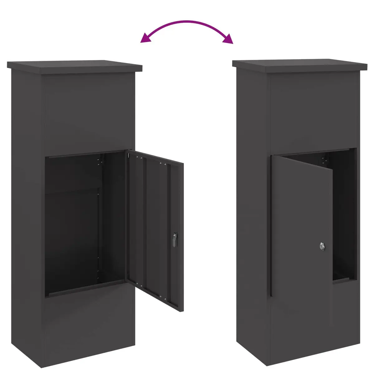 Parcel Drop Box Outdoor Storage Steel Black Hinged Doors