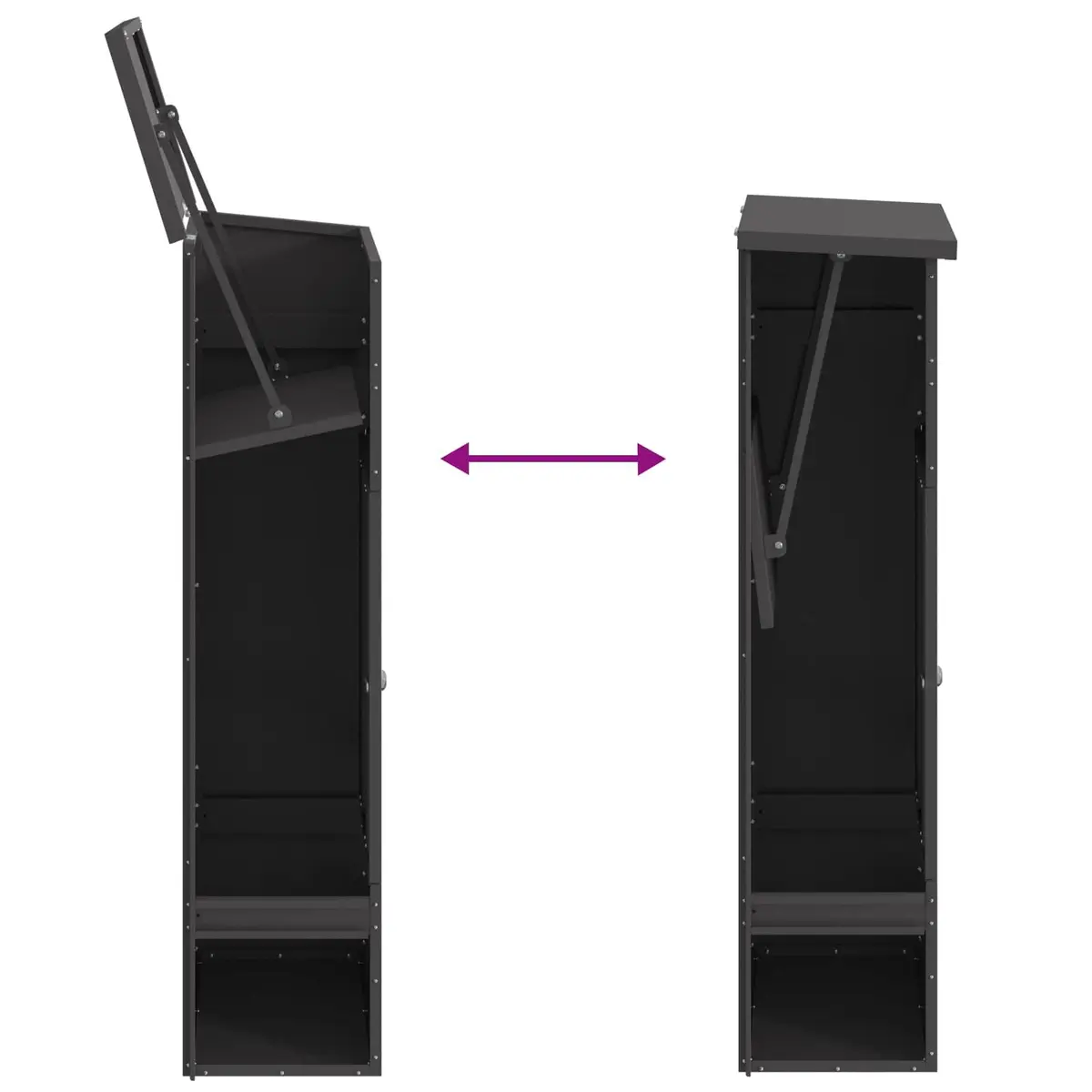 Parcel Drop Box Outdoor Storage Steel Black Hinged Doors