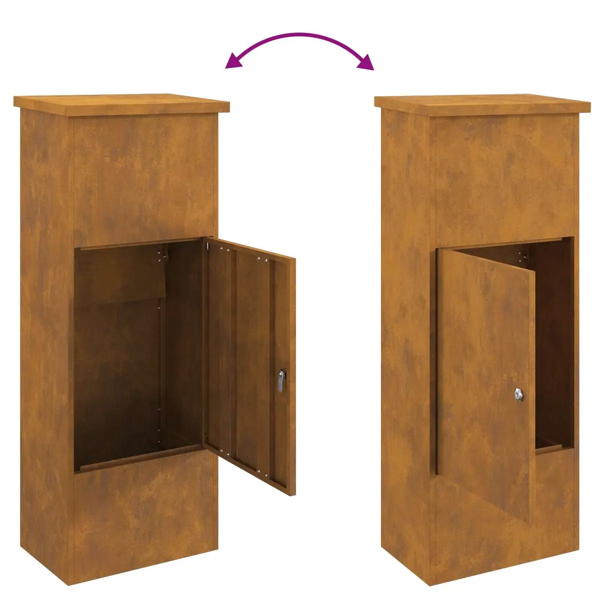 Parcel Drop Box Outdoor Secure Lock 44.5 x 29 x 110.5 cm Steel Weathering Brown