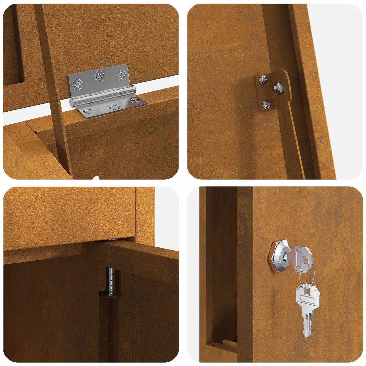Parcel Drop Box Outdoor Secure Lock 44.5 x 29 x 110.5 cm Steel Weathering Brown