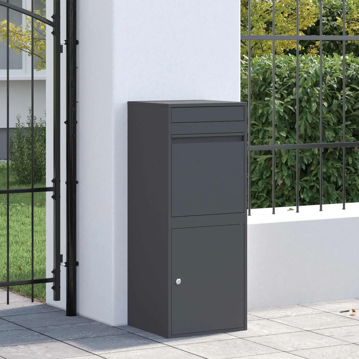 Parcel Drop Box Steel Secure Outdoor Garden Mailbox Anthracite 41 x 38 x 103 cm