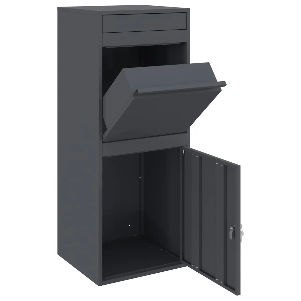 Parcel Drop Box Steel Secure Outdoor Garden Mailbox Anthracite 41 x 38 x 103 cm