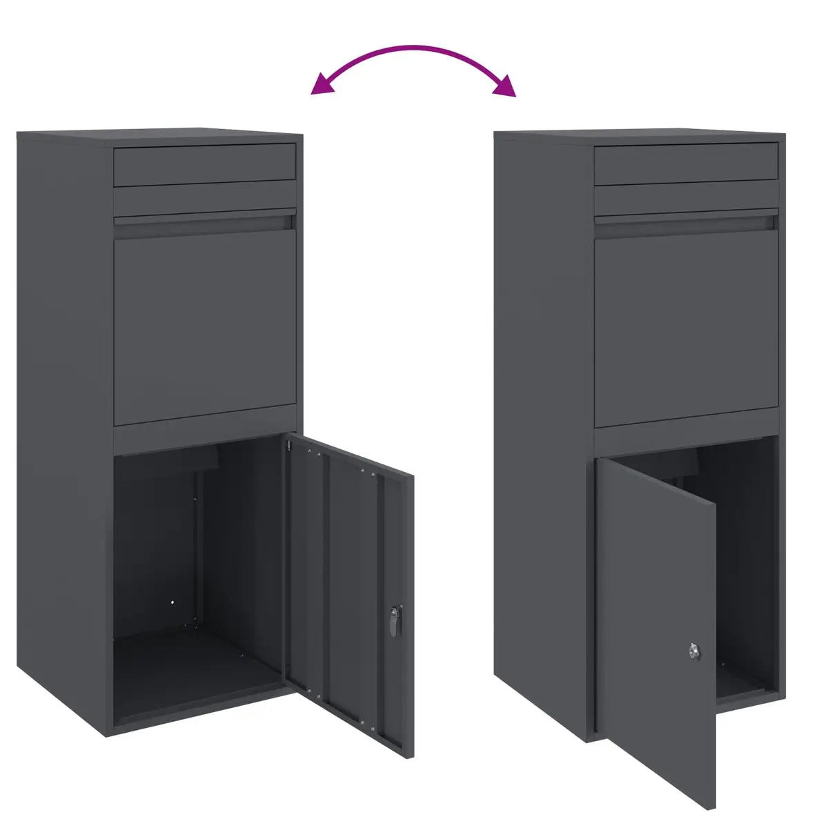 Parcel Drop Box Steel Secure Outdoor Garden Mailbox Anthracite 41 x 38 x 103 cm