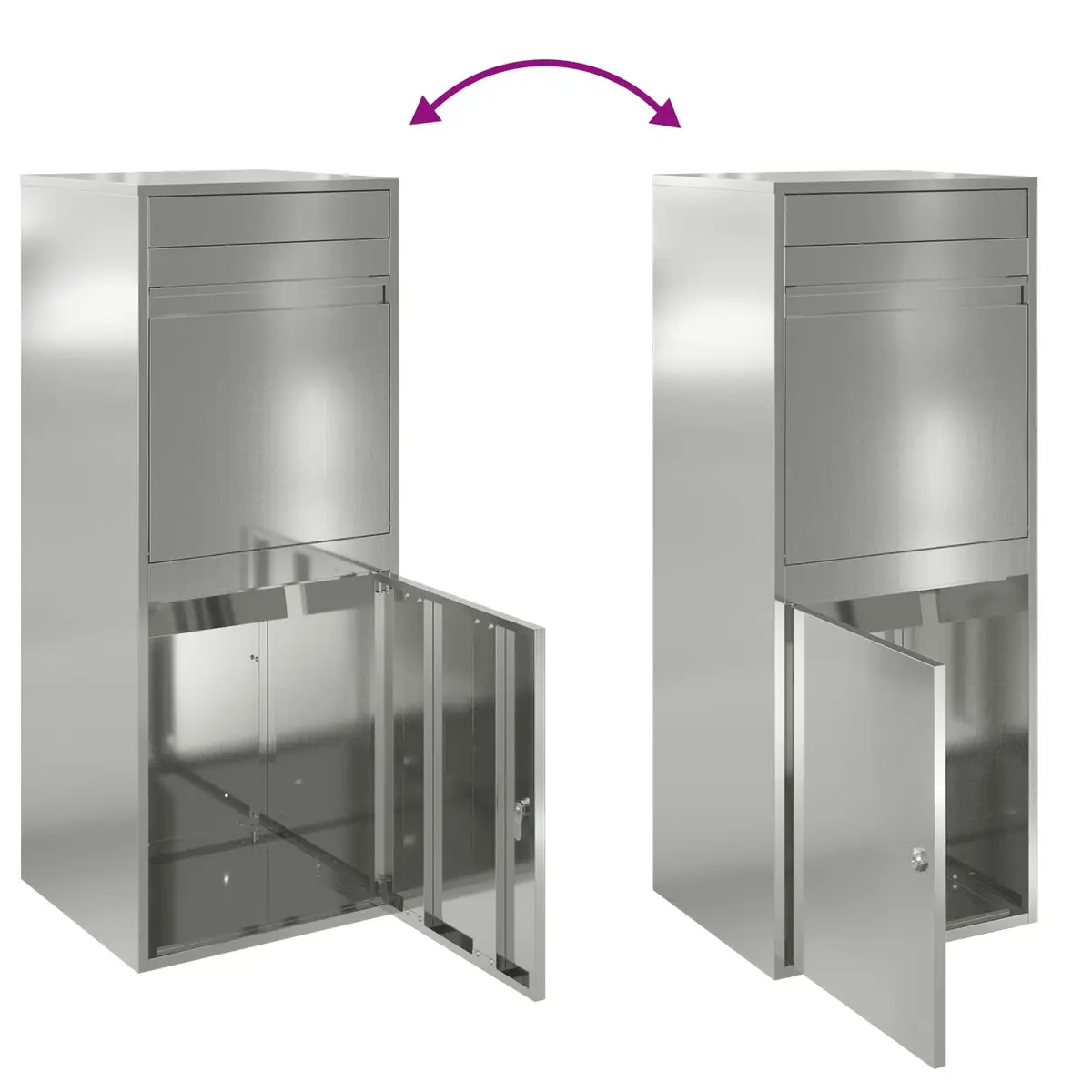 Outdoor Parcel Drop Box Silver Galvanised Steel Deadbolt Lock Garden 47.5 x 38 x 59 cm
