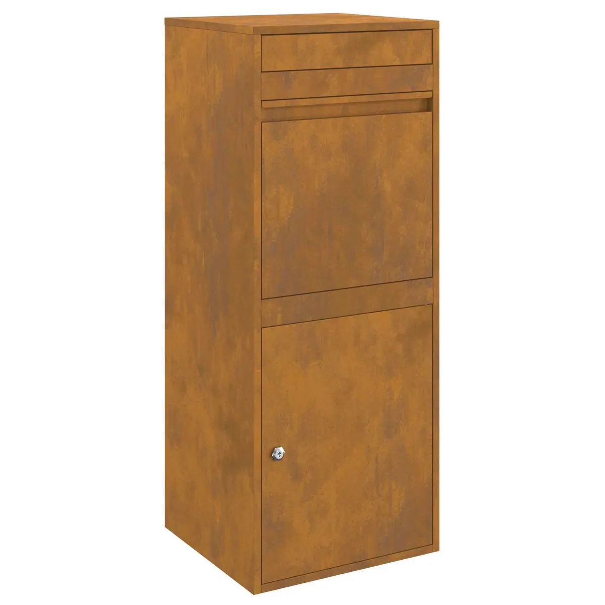 Outdoor Parcel Drop Box Secure Brown Weathering Steel 47.5 x 38 x 59 cm