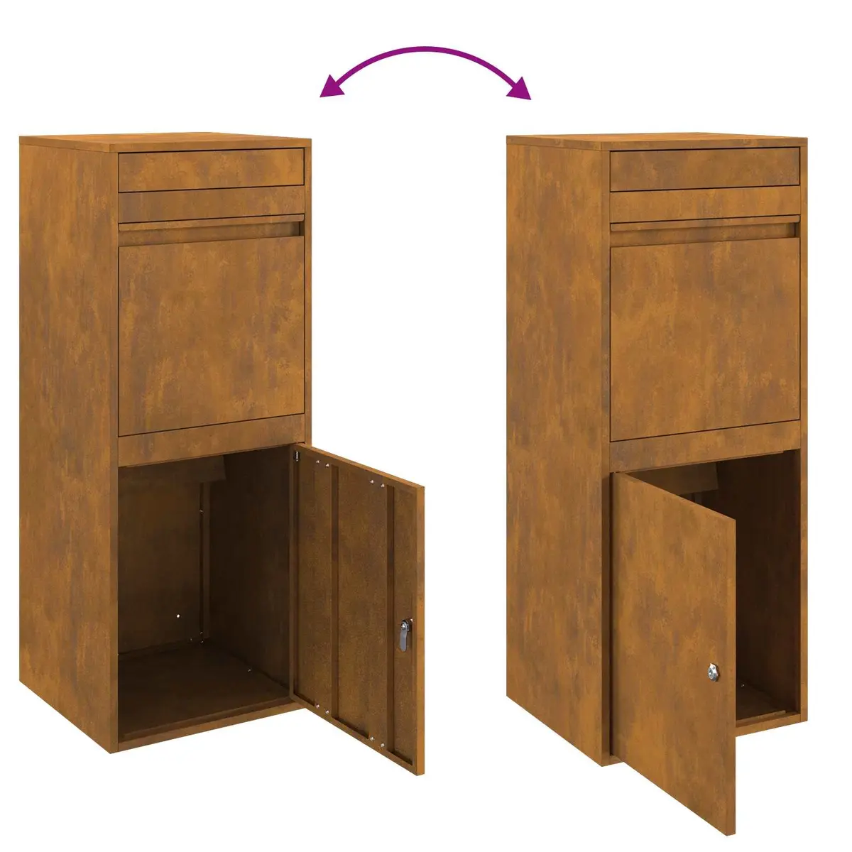 Outdoor Parcel Drop Box Secure Brown Weathering Steel 47.5 x 38 x 59 cm