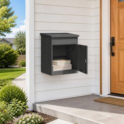 Reliable Black Steel Parcel Drop Box for Your Home