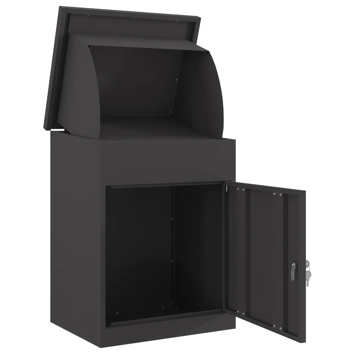 Parcel Drop Box Outdoor Mailbox Black 47.5 x 38 x 59 cm Steel