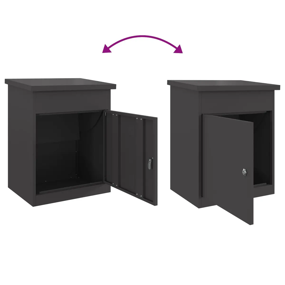 Parcel Drop Box Outdoor Mailbox Black 47.5 x 38 x 59 cm Steel