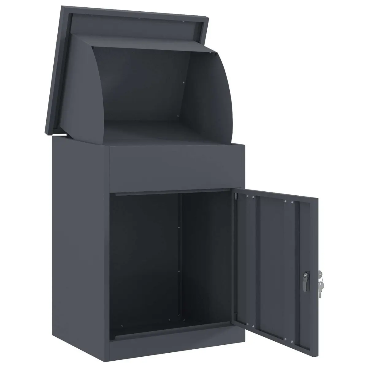 Parcel Drop Box Outdoor Garden Storage Steel Weatherproof Anthracite 47.5 x 38 x 59 cm