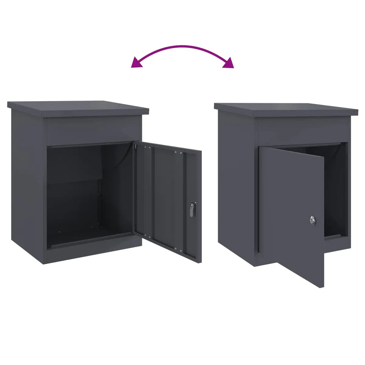 Parcel Drop Box Outdoor Garden Storage Steel Weatherproof Anthracite 47.5 x 38 x 59 cm