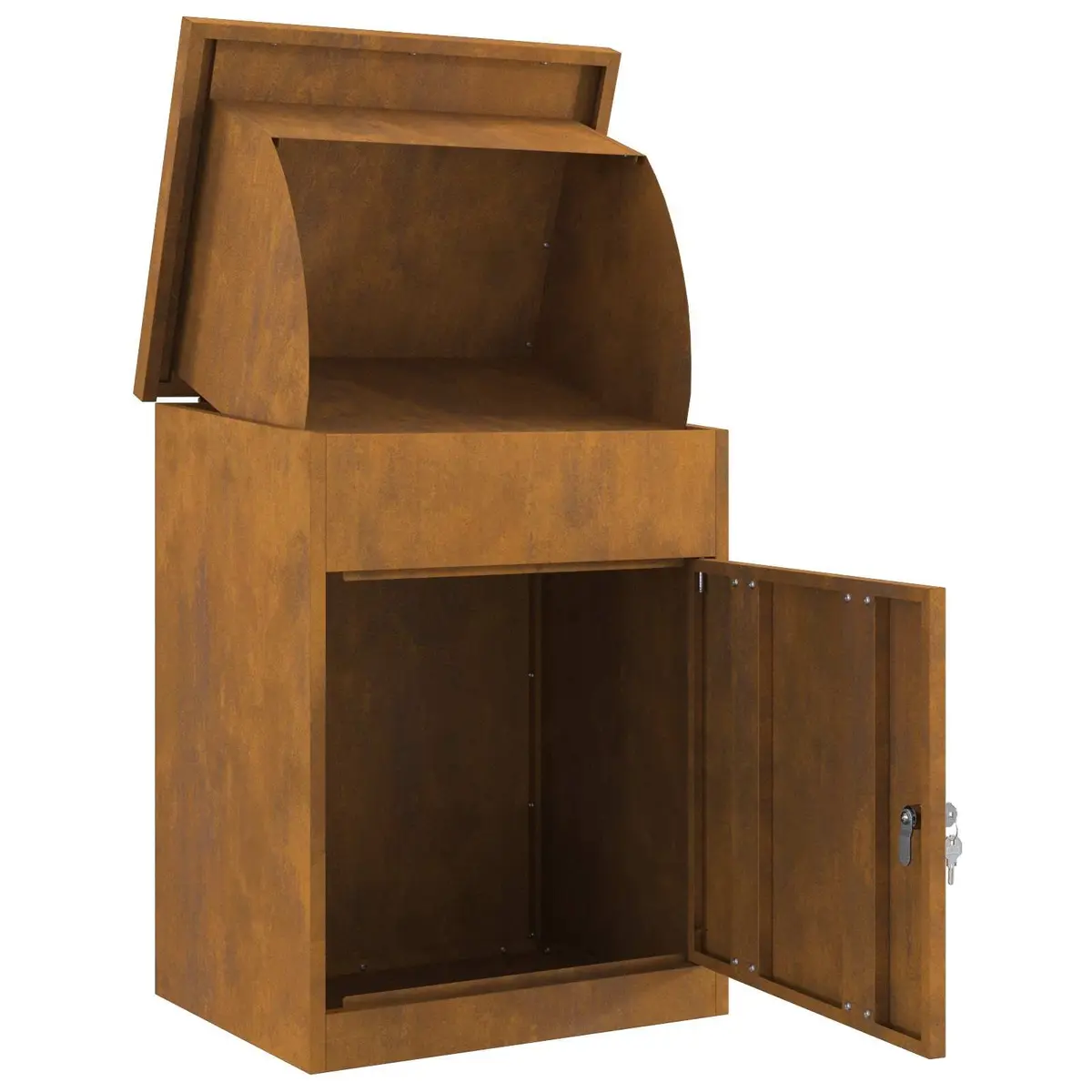 Parcel Drop Box Outdoor Secure Weatherproof Steel 47.5x38x59cm Brown