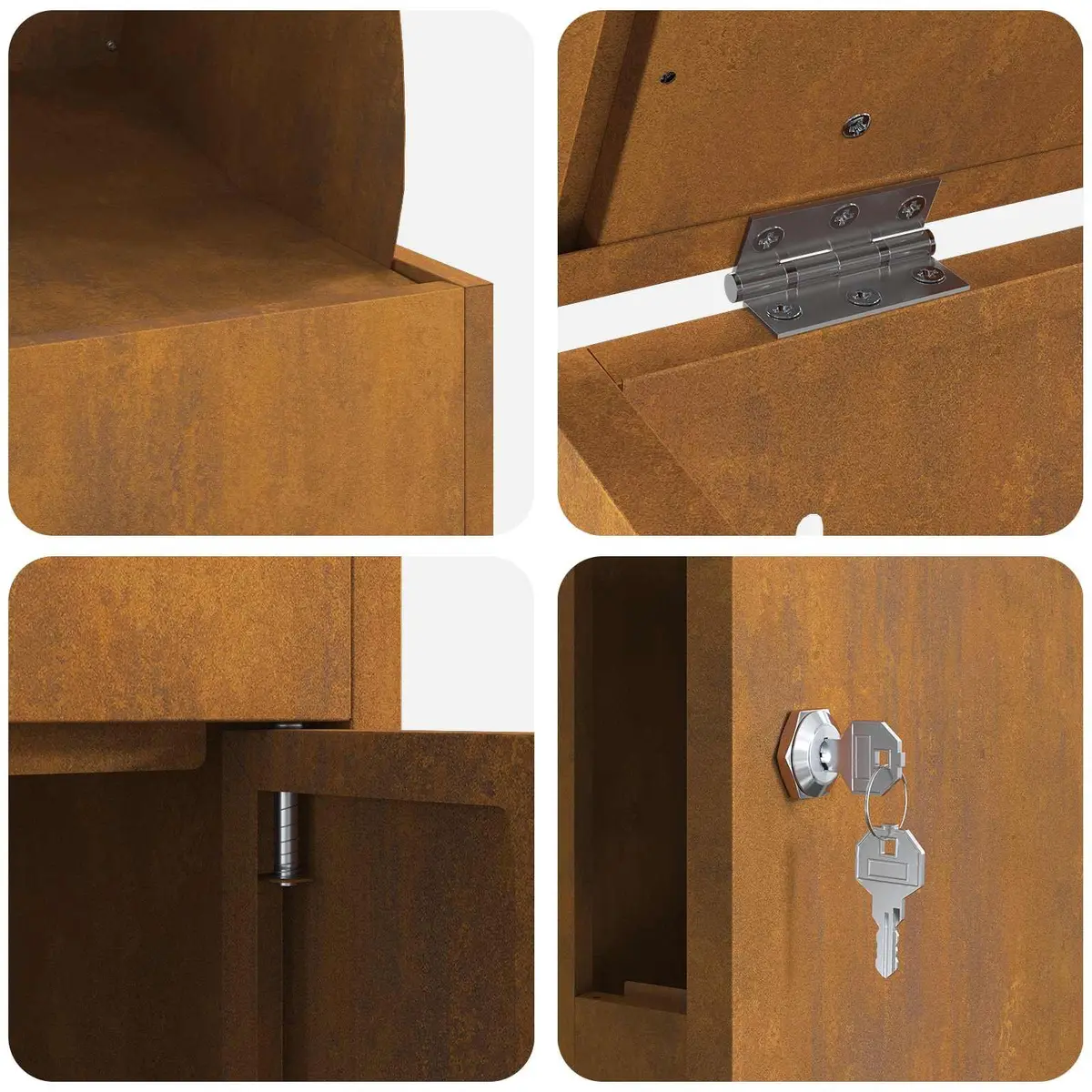 Parcel Drop Box Outdoor Secure Weatherproof Steel 47.5x38x59cm Brown