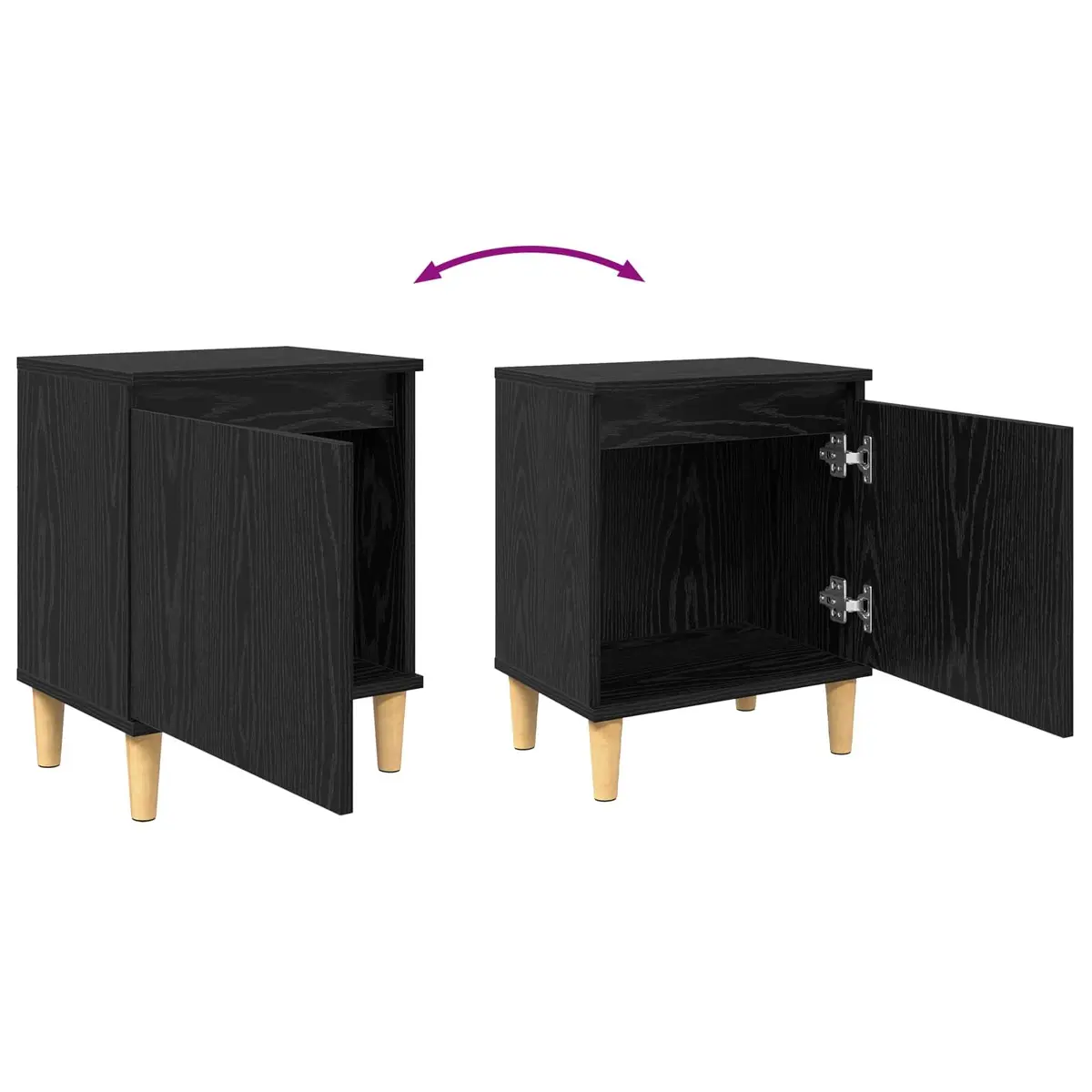 Bedside Cabinet Nightstand Modern Engineered Wood 40 x 30 x 50 cm Black Oak