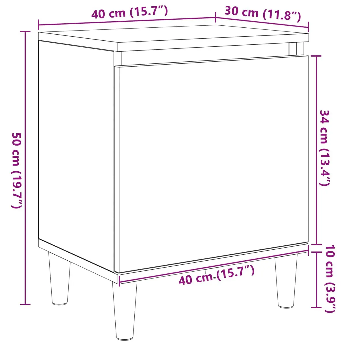 Bedside Cabinet Nightstand Modern Engineered Wood 40 x 30 x 50 cm Black Oak