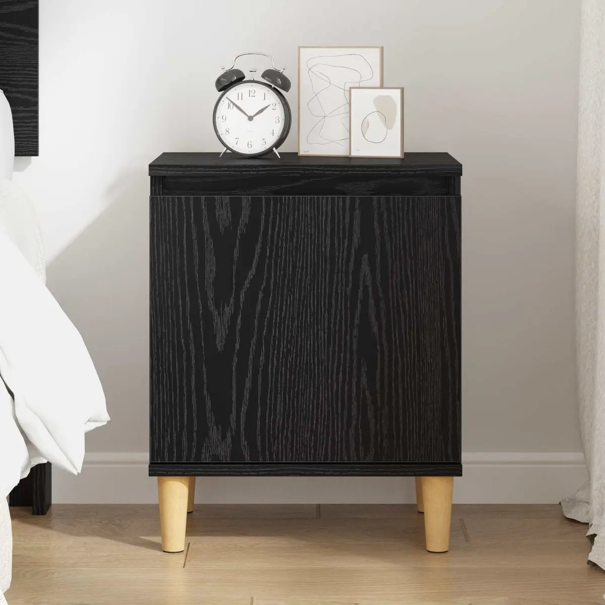 Bedside Cabinet Nightstand Modern Engineered Wood 40 x 30 x 50 cm Black Oak