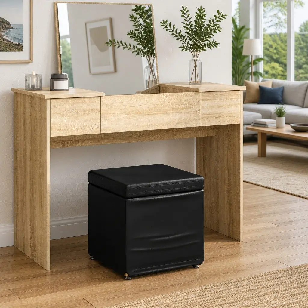 Black Bar Stool Modern Backless Kitchen Counter Seating Cushioned Faux Leather 41x41x40cm