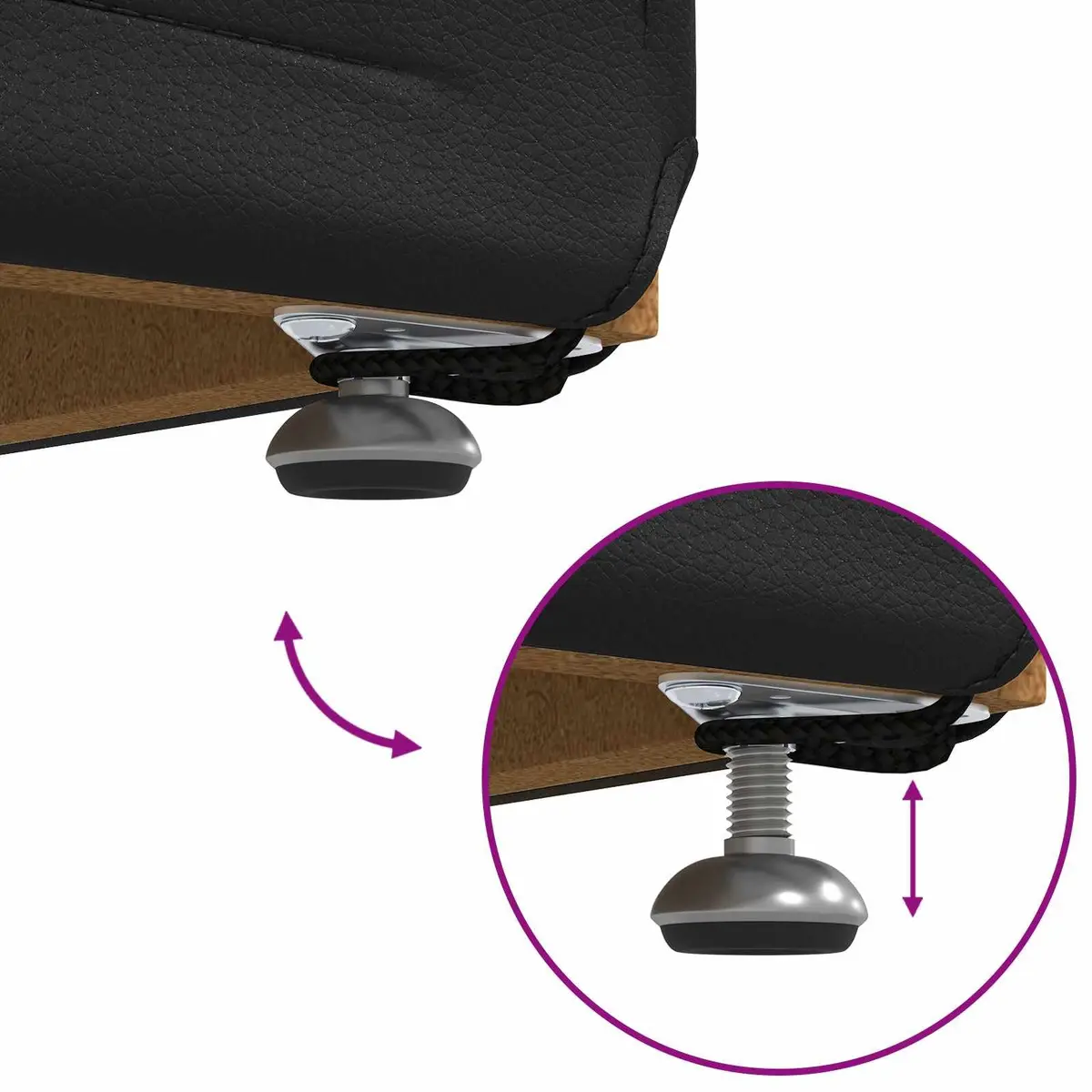 Black Bar Stool Modern Backless Kitchen Counter Seating Cushioned Faux Leather 41x41x40cm