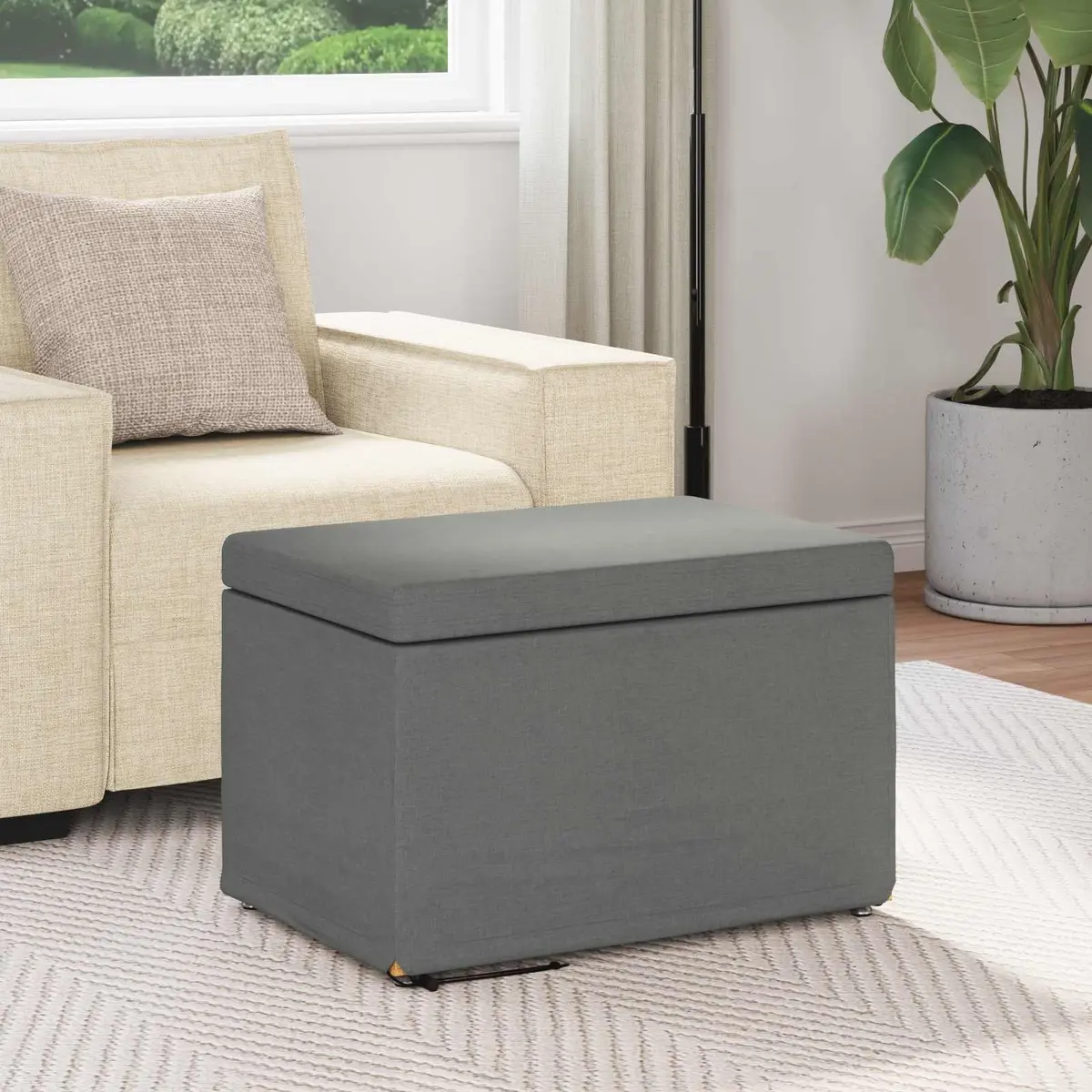 Grey Bar Stool with Soft Fabric Seat