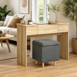 Warm and Practical Grey Tufted Storage Ottoman