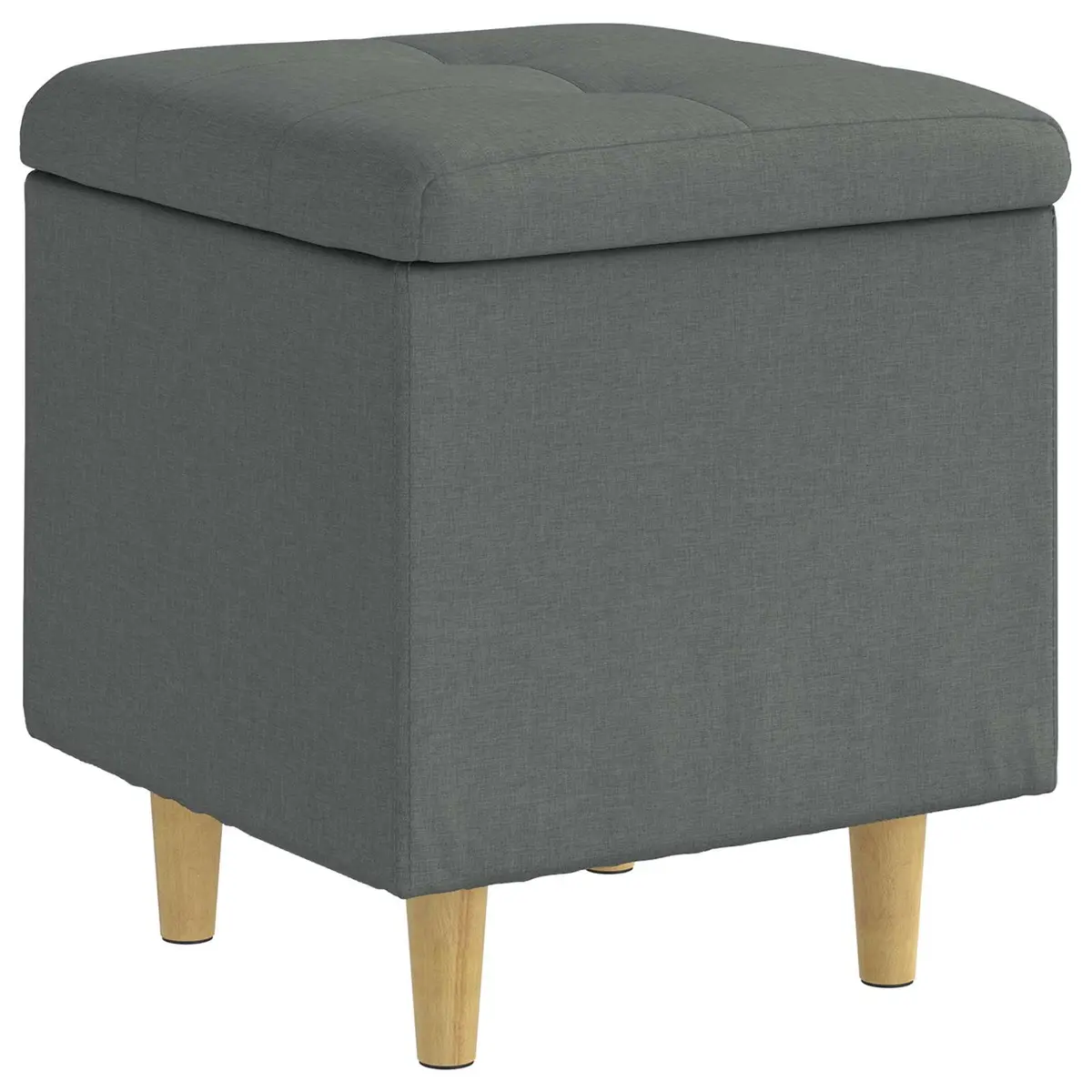 Storage Ottoman with Cushion Grey Tufted Design Hidden Compartment Footrest Seat