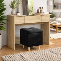 Storage Ottoman with Cushion Black Tufted Design Hidden Compartment Footrest