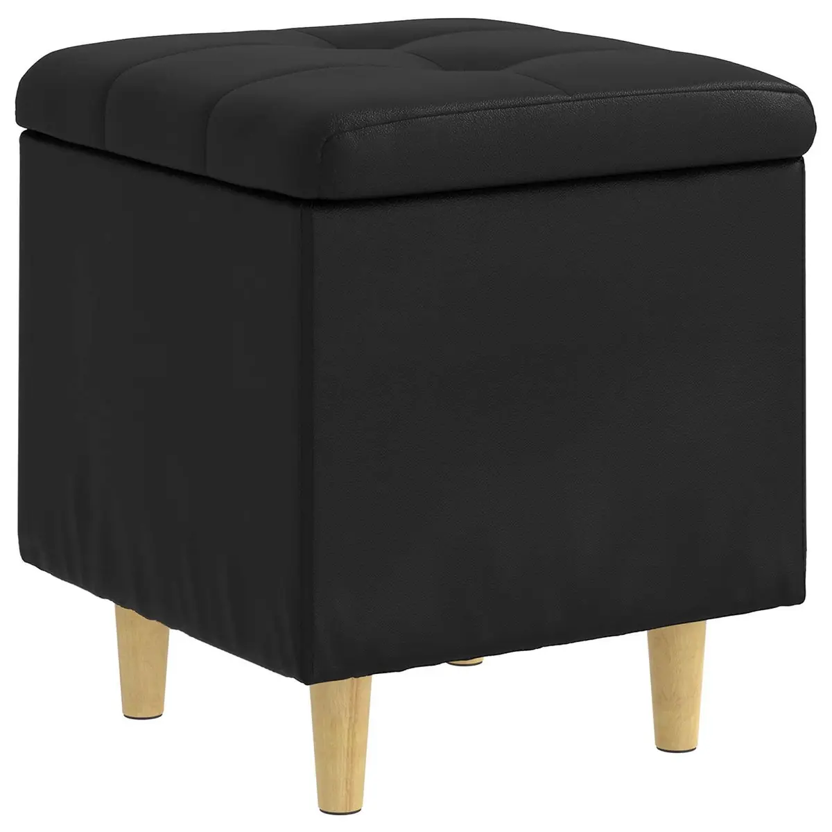 Black Ottoman with Cushion and Hidden Storage