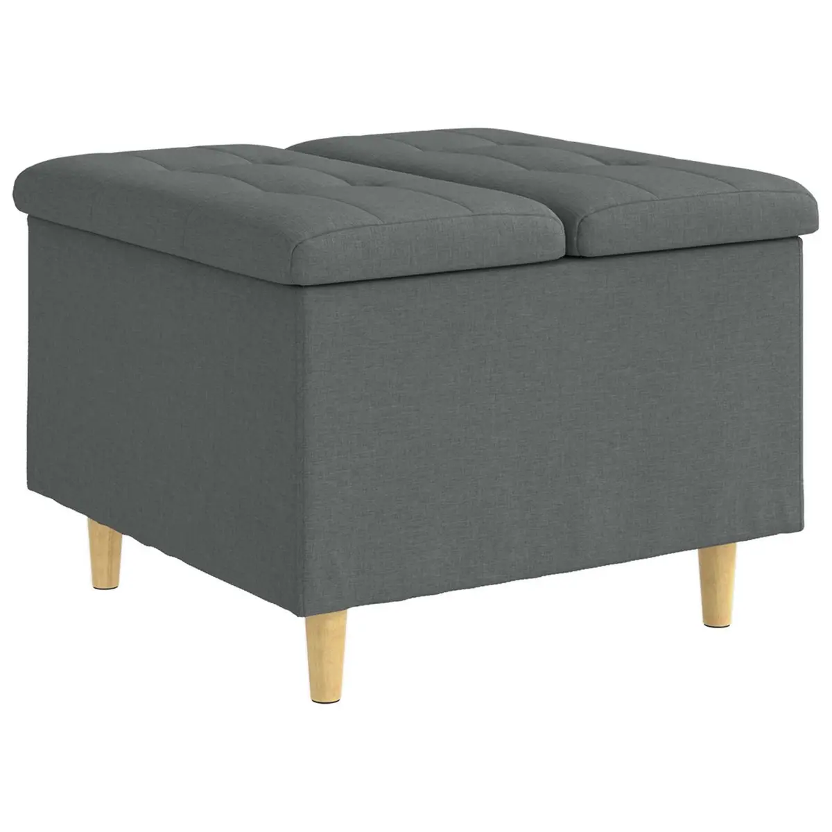 Storage Ottoman Indoor Seating Grey Tufted Cushion 60x60x45cm