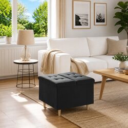 Reliable Black Velvet Storage Ottoman for Practical Needs