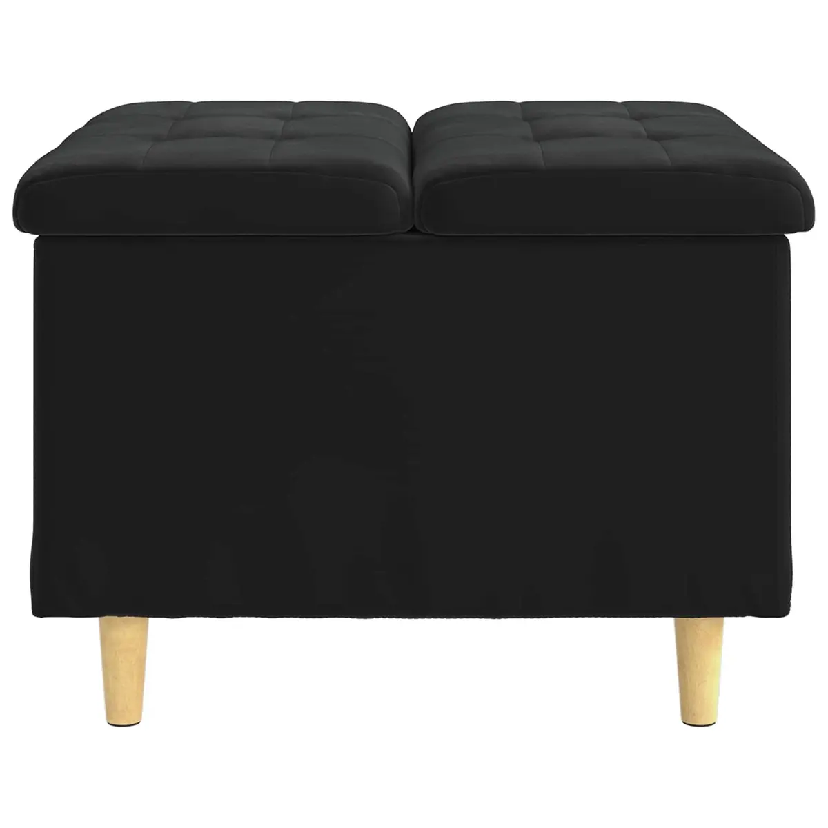 Storage Ottoman with Cushion Tufted Black Velvet Seat Furniture Hidden