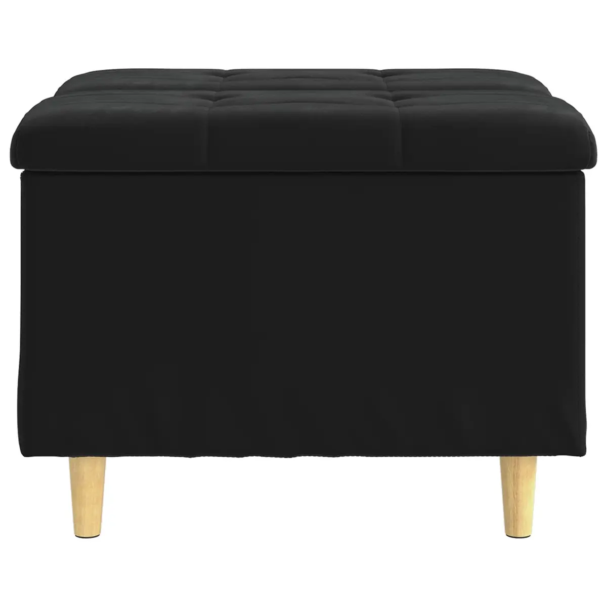 Storage Ottoman with Cushion Tufted Black Velvet Seat Furniture Hidden