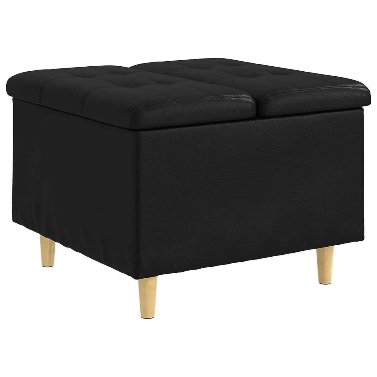 Storage Ottoman with Cushion Black Tufted Design Hidden Compartment Footrest