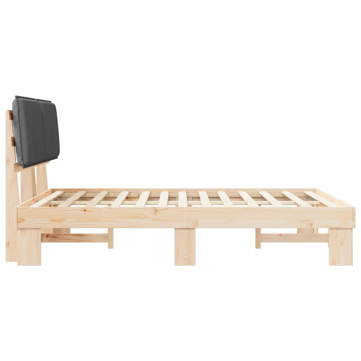 Grey Bed Frame with Upholstered Headboard