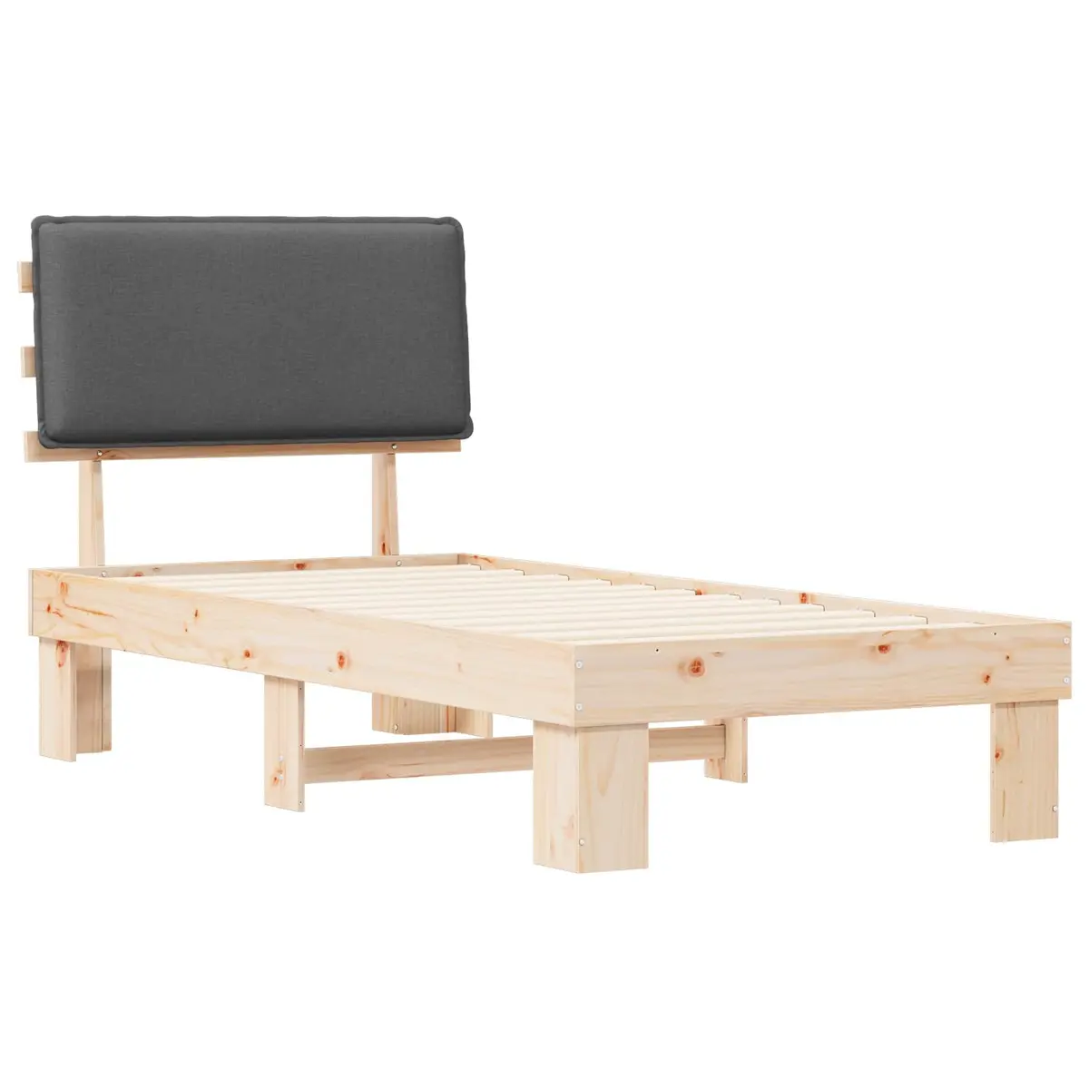 Grey Bed Frame with Upholstered Foam Headboard 90 x 190 cm