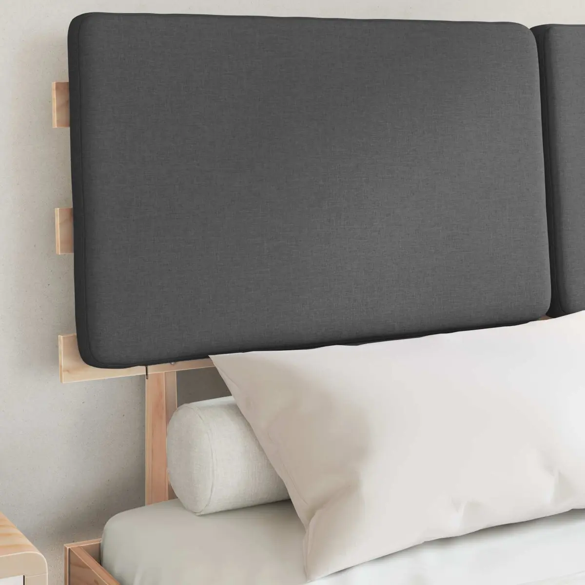 Grey Bed Frame with Durable Pine Wood Construction