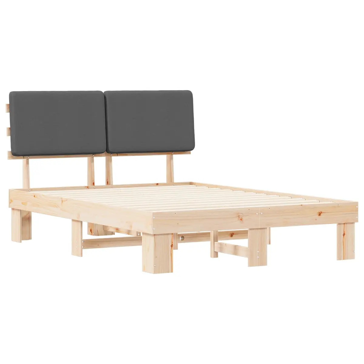 Grey Bed Frame with Durable Pine Wood Construction