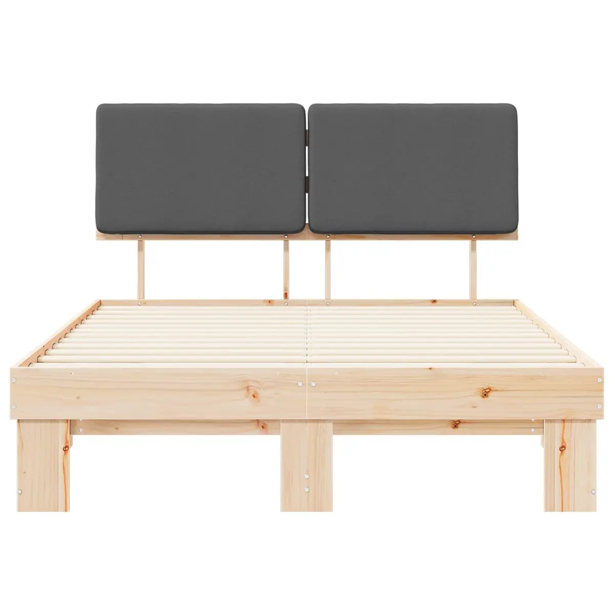 Grey Bed Frame with Durable Pine Wood Construction